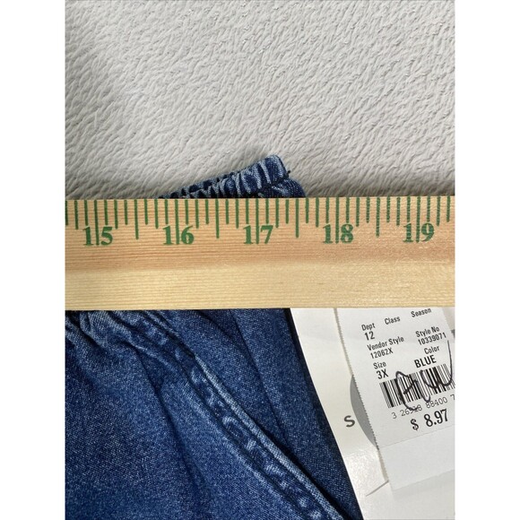 New GW Sport Pull On Blue Denim Shorts Women's 3X Stretch elastic Waist Drawstri - Picture 4 of 7